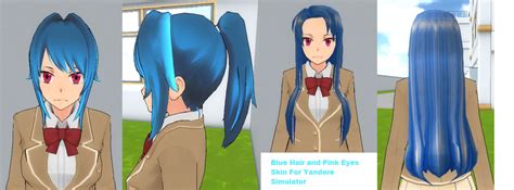 Blue Hair And Pink Eyes Skin For Yandere Simulator By Strawberrysmn On