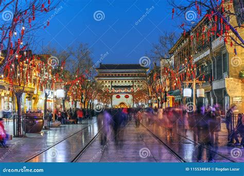 Qianmen Street Beijing China Stock Image Image Of Traditional