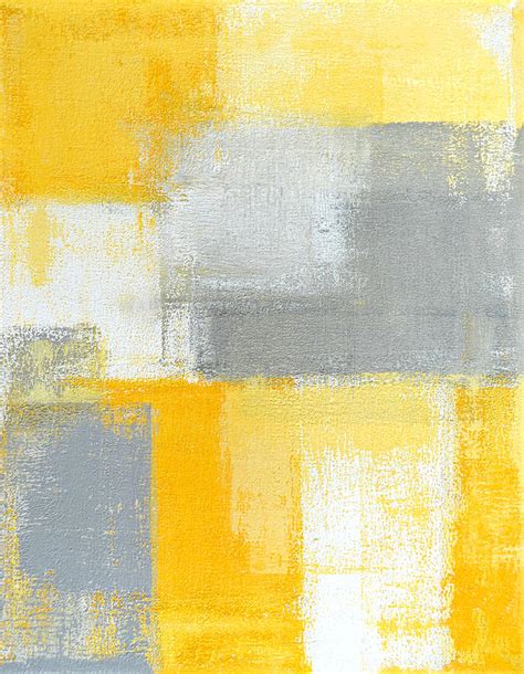 Sneaky Grey And Yellow Abstract Art Painting Painting By Carollynn Tice
