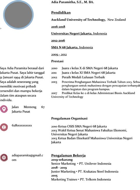 Contoh Cv Menarik Png Contoh Cv Curriculum Vitae Sederhana Yang Porn