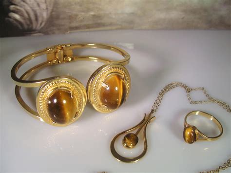 K Gold Filled Jewelry Set Tigers Eye Jewelry Set Tigers Eye Ring