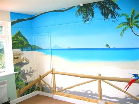 Sacredart Murals Tropical Paradise Mural Beach Mural Beach Wall