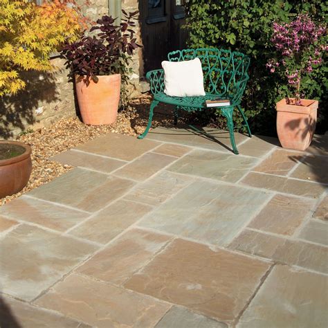 Bradstone Natural Sandstone Sunset Buff Paving Garden Slabs Patio