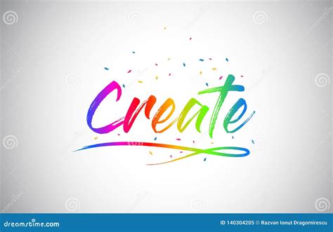 Create Creative Vetor Word Text With Handwritten Rainbow Vibrant Colors