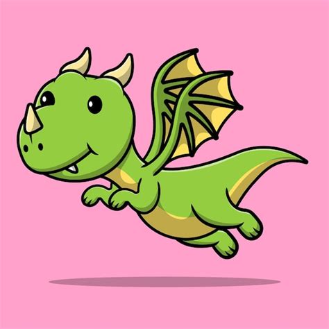 Premium Vector Cute Dragon Flying Cartoon Vector Icon Illustration