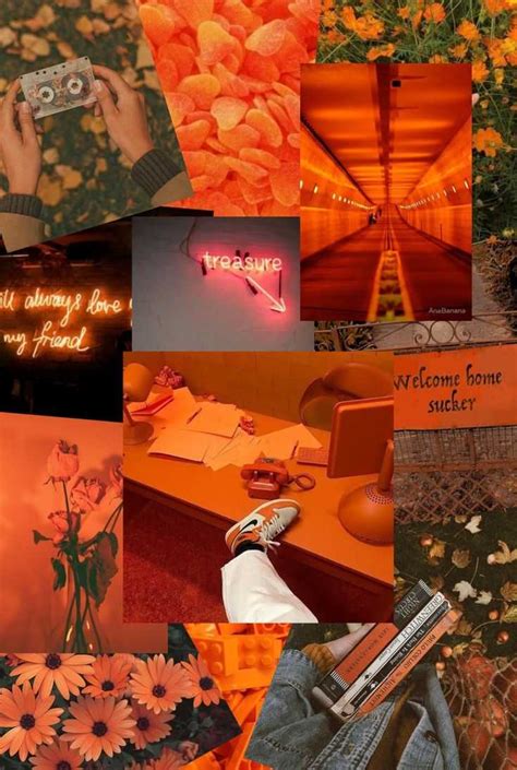 Orange Themed Aesthetic Collage Cute Laptop Wallpaper Aesthetic Porn Sex Picture