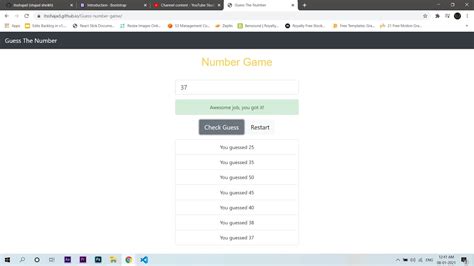 Number Guessing Game Using JavaScript HTML CSS Bootstrap Number Game YouTube