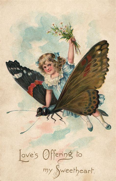 Free Vintage Clip Art Girl With Butterfly The Graphics
