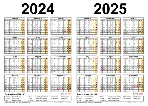 Two Year Calendars For 2024 And 2025 Uk For Pdf