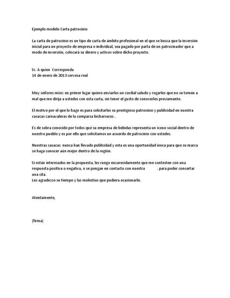 Ejemplo Modelo Carta Patrocinio Cer Pdf Patrocinador Comercial