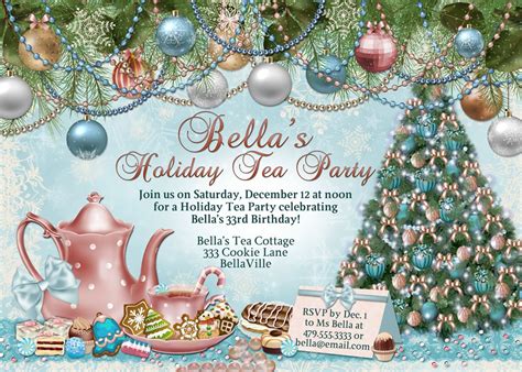 Victorian Christmas Tea Party Invitation Holiday Tea Party Etsy