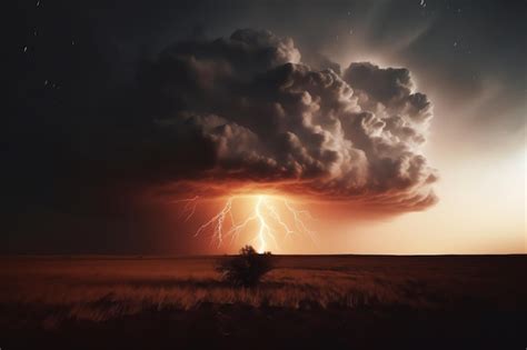 Premium Photo A Thunderstorm With A Cloud On The Horizon