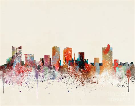 Fort Worth Skyline Painting By Bri Buckley Pixels