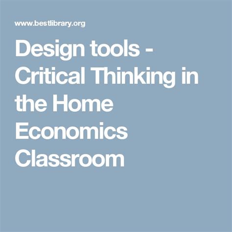 Design Tools Critical Thinking In The Home Economics