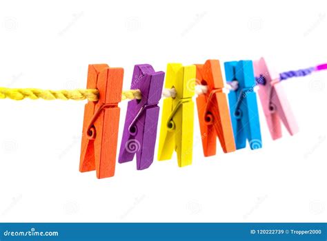 Colorful Wooden Clothespin Stock Image Image Of Outdoor Line 120222739