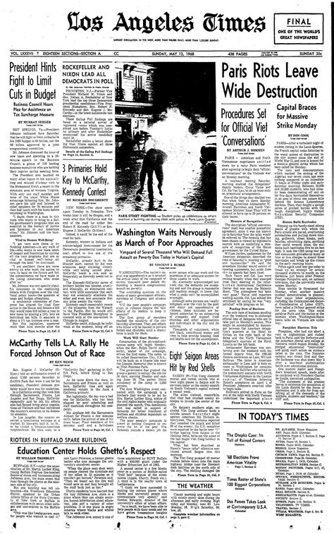 1968 A Timeline Of Anger Grief And Change Los Angeles Times