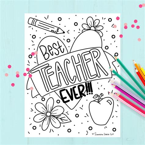 Best Teacher Coloring Page Teacher Appreciation Printable Etsy Australia