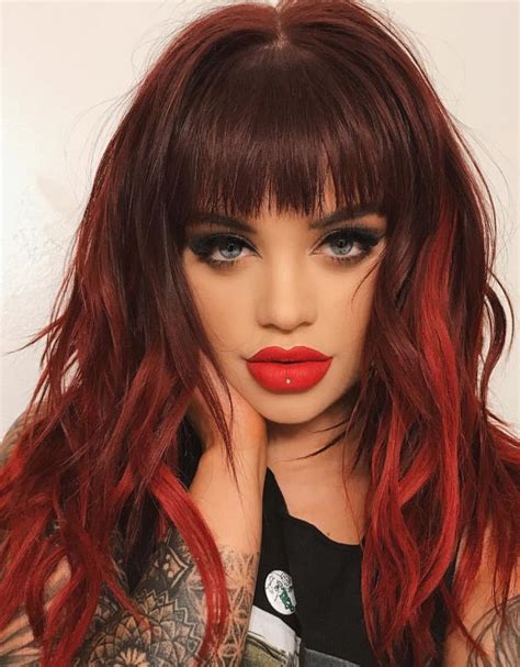Pin By Cerina Pastrano On ℍair Red Hair With Bangs Hair Looks Short