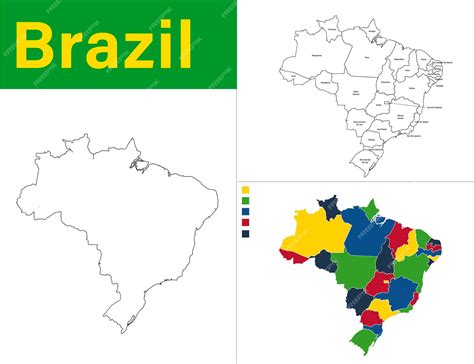 Premium Vector Vector Brazil Maps Pack Including Outline Regions