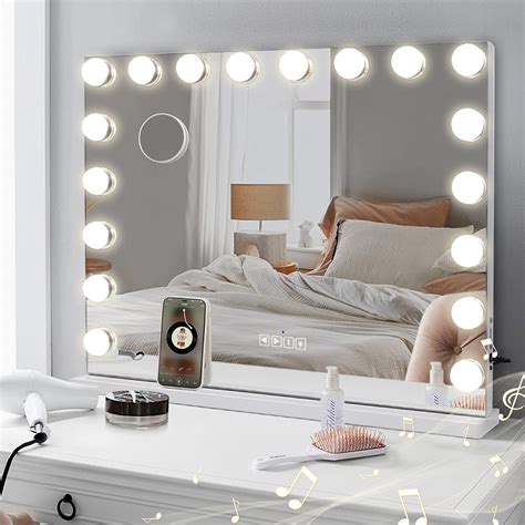 Hansong Hollywood Vanity Mirror 80x60cm Bluetooth Vanity Mirror With Lights Extra Large Lighted