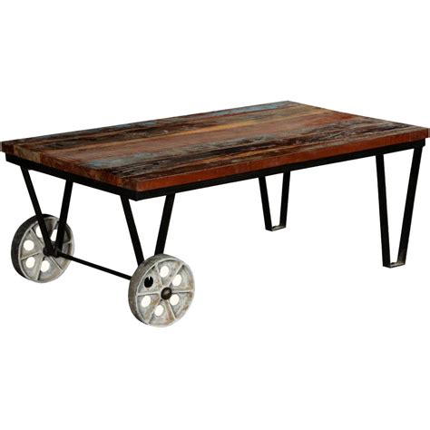 5 out of 5 stars. Reclaimed Wood Industrial Style Factory Cart Coffee Table