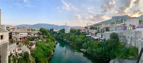 Mostar, Bosnia & Herzegovina. A view from atop the famous ...