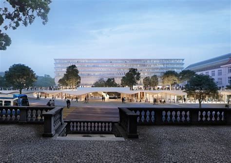 Herzog And De Meuron Design A Hovering Trapezoid Structure For The