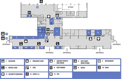 Columbus Airport Terminal Map Tourist Map Of English