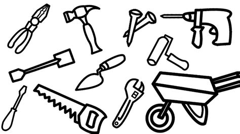 Construction Tools Drawing And Coloring Pages Learn Drawing And Painting
