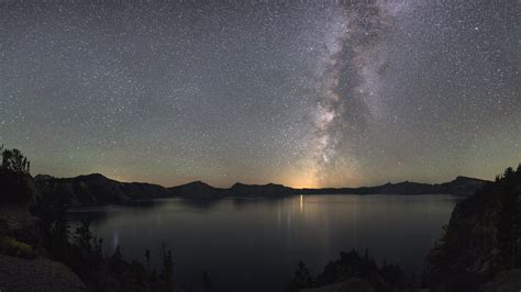 Milky Way At Night Over Crater Lake National Park National Parks