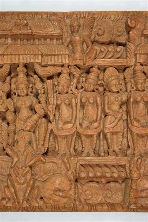 Large Carved Wooden Hindu Deities Pantheon