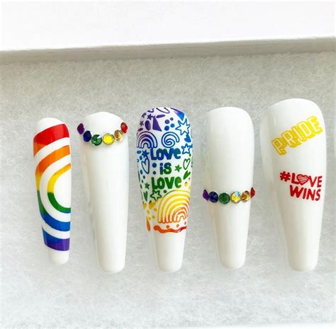 Love Wins Pride Press On Nails Pride Month Nails Luxury Etsy Uk