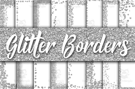 Digital Paper Silver Glitter Borders By Teach Simple