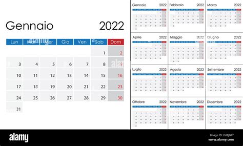 Calendario Vettoriale 2022 Italiano Immagini E Fotos Stock Alamy