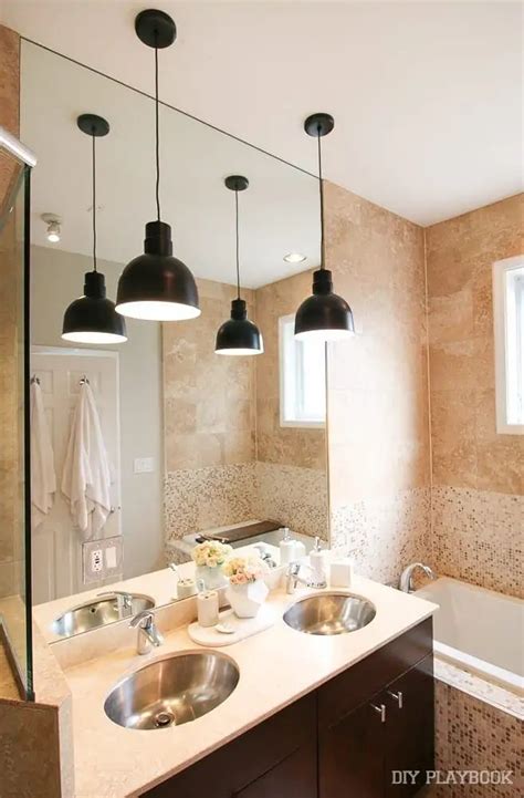 The New Contemporary Pendant Lights In Our Master Bathroom