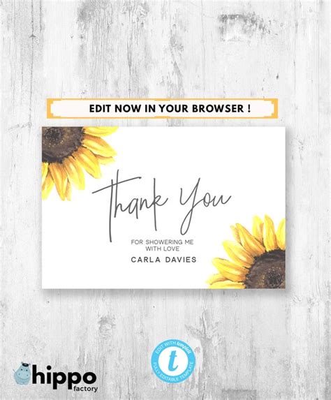 Free Printable Sunflower Thank You Cards Free Printable Templates