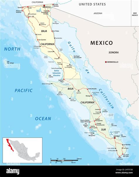 Baja Peninsula Road Stock Vector Images Alamy
