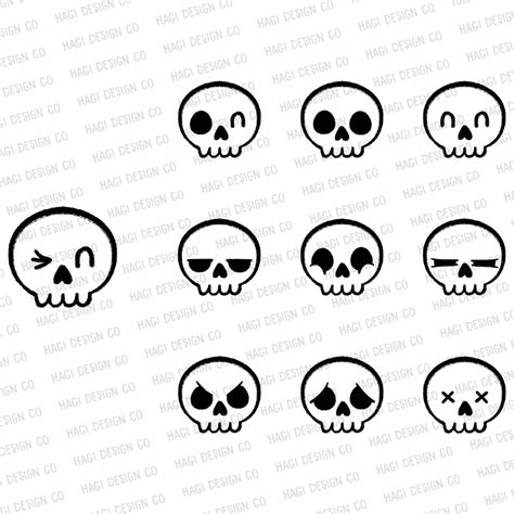 Skull Outlines Black And White Cute Cartoon Clip At Halloween