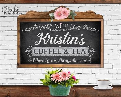 Coffee And Tea Sign Coffee Bar Sign Espresso Sign Personalized With