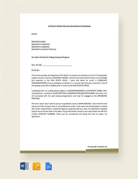 Free 10 Sample College Letter Of Intent In Pdf Ms Word Pages