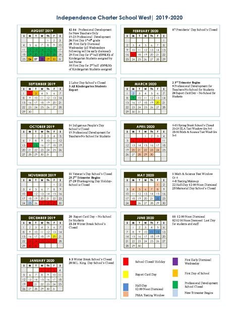 2019 2020 School Year Calendar
