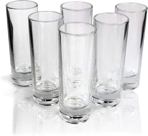Tequila Tall Shot Glasses Heavy Base Crystal Clear Drinking Glassware Bar Kit Set Of 6