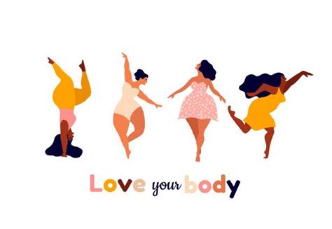 happy women body positive love yourself your body concept female freedom girl power or