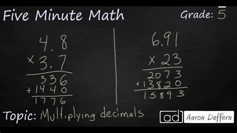 5th Grade Math Multiplying Decimals Youtube