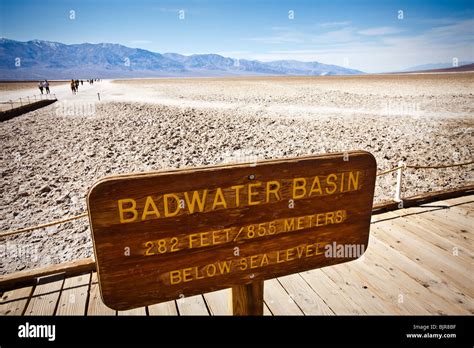 Sign At Badwater Basin The Lowest Point On Earth In Death Valley