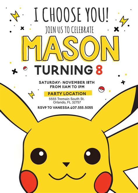 Free Printable Pokemon Birthday Invitations Customize And Print