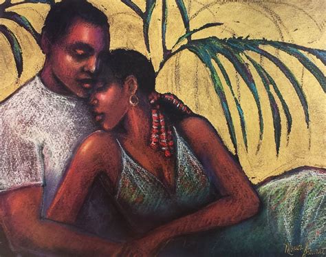 African American Art Peaceful Lovers Black Romance Print By Monica