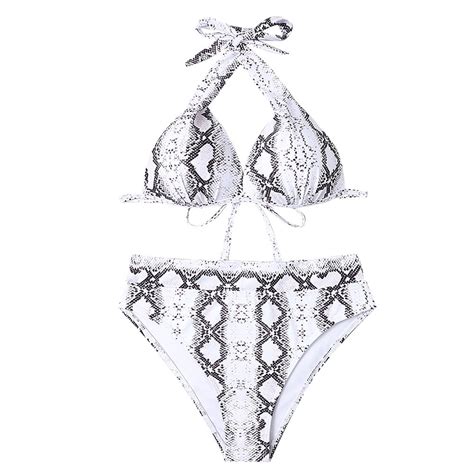 Joau Two Piece Bikini Swimsuit Sexy Bathing Suits Halter Triangle Tops String Bikini Sets