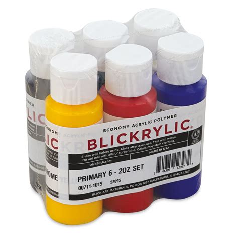 Blickrylic Student Acrylics Primary Colors Set Of 6 2 Oz Bottles