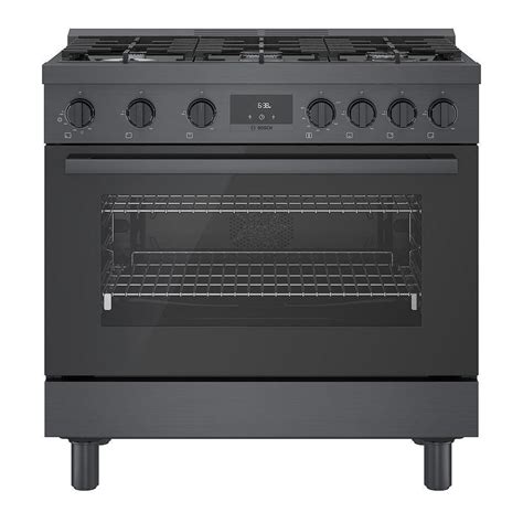 Bosch 36 Inch Industrial Style Black Stainless Steel Gas Range The